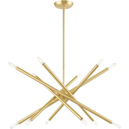 Brass Six Light Metal Dimmable Chandelier With Shades HomeRoots