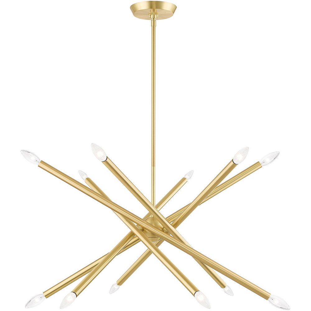 Brass Six Light Metal Dimmable Chandelier With Shades HomeRoots