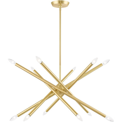 Brass Six Light Metal Dimmable Chandelier With Shades HomeRoots