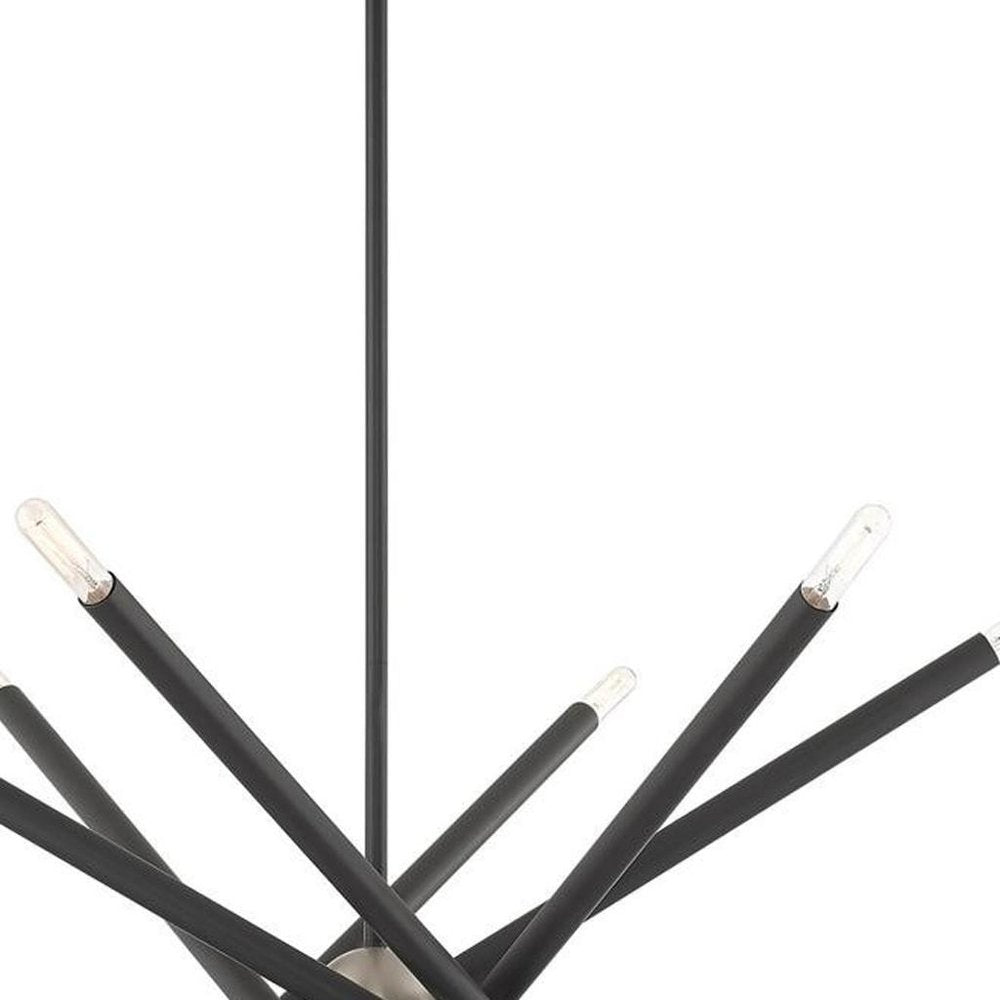 Gray Six Light Metal Dimmable Chandelier With Shades HomeRoots