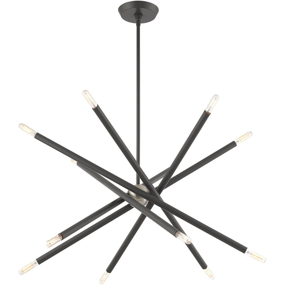 Gray Six Light Metal Dimmable Chandelier With Shades HomeRoots