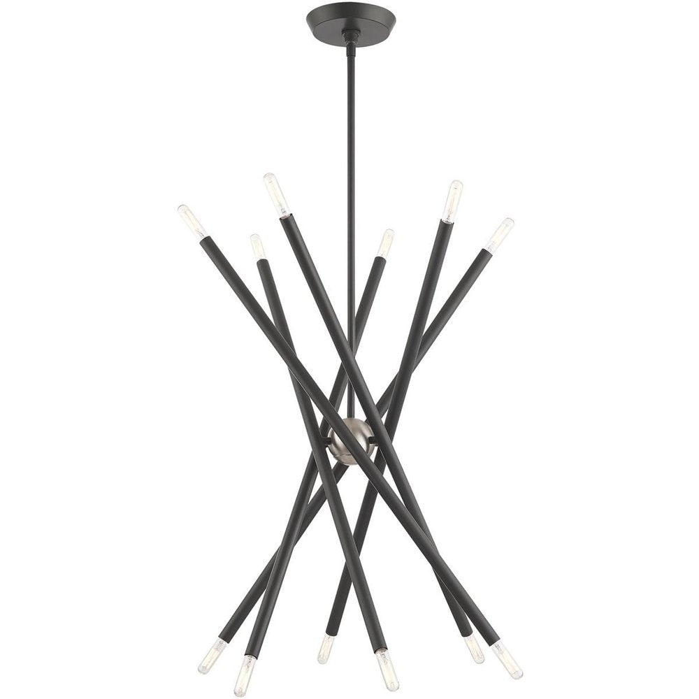 Gray Six Light Metal Dimmable Chandelier With Shades HomeRoots