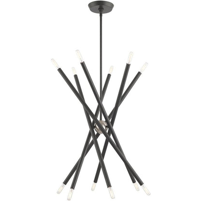 Gray Six Light Metal Dimmable Chandelier With Shades HomeRoots