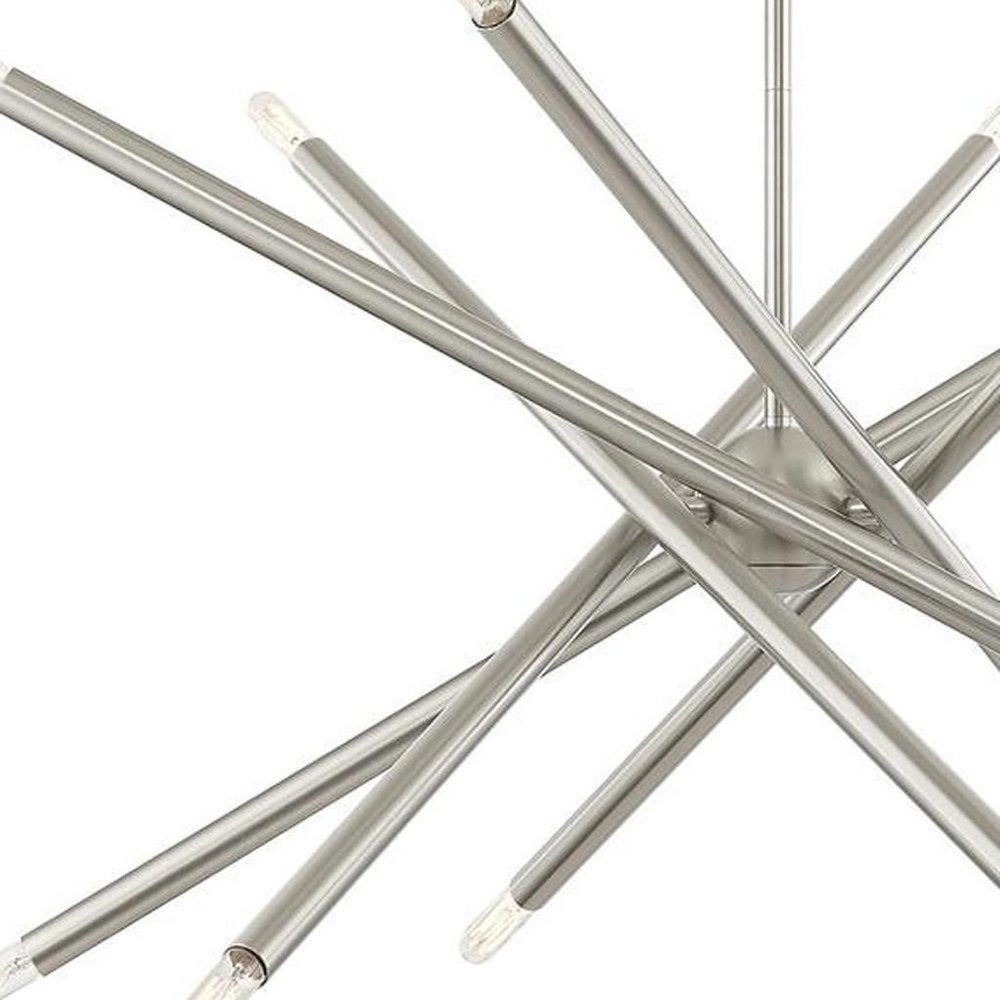 Nickel Six Light Metal Dimmable Chandelier With Shades HomeRoots
