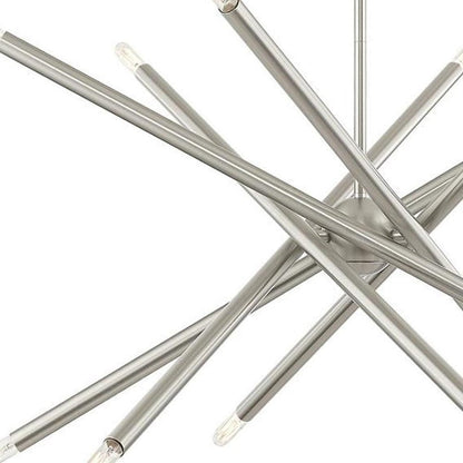 Nickel Six Light Metal Dimmable Chandelier With Shades HomeRoots