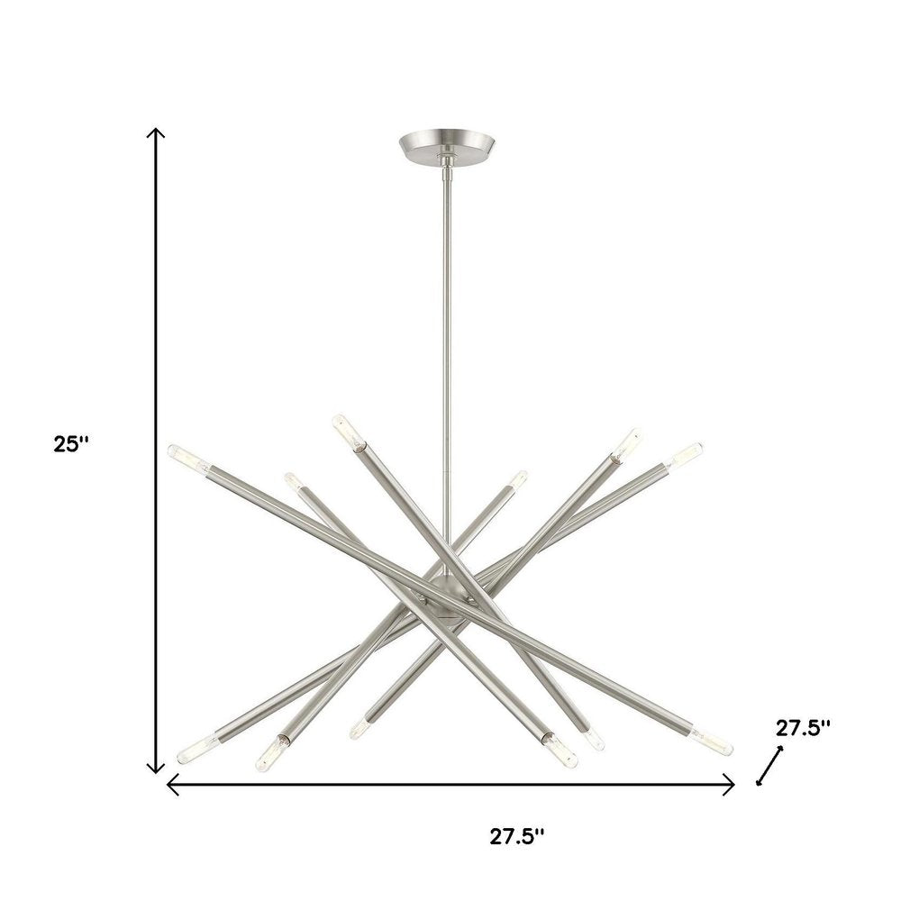 Nickel Six Light Metal Dimmable Chandelier With Shades HomeRoots