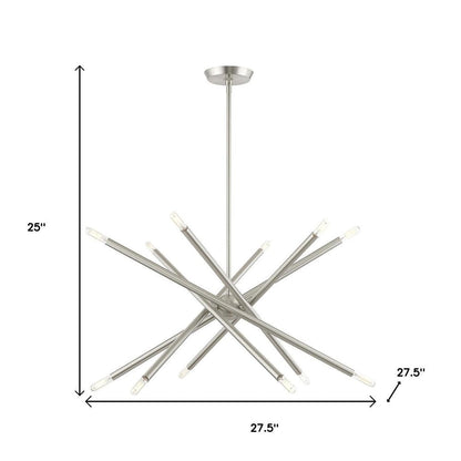 Nickel Six Light Metal Dimmable Chandelier With Shades HomeRoots