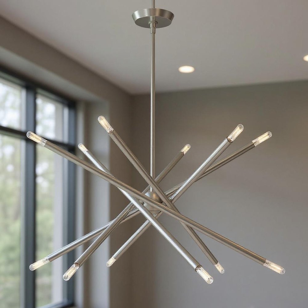 Nickel Six Light Metal Dimmable Chandelier With Shades HomeRoots
