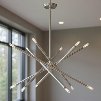 Nickel Six Light Metal Dimmable Chandelier With Shades HomeRoots