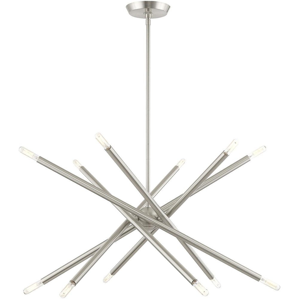 Nickel Six Light Metal Dimmable Chandelier With Shades HomeRoots