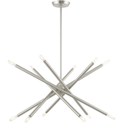 Nickel Six Light Metal Dimmable Chandelier With Shades HomeRoots