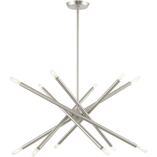 Nickel Six Light Metal Dimmable Chandelier With Shades HomeRoots