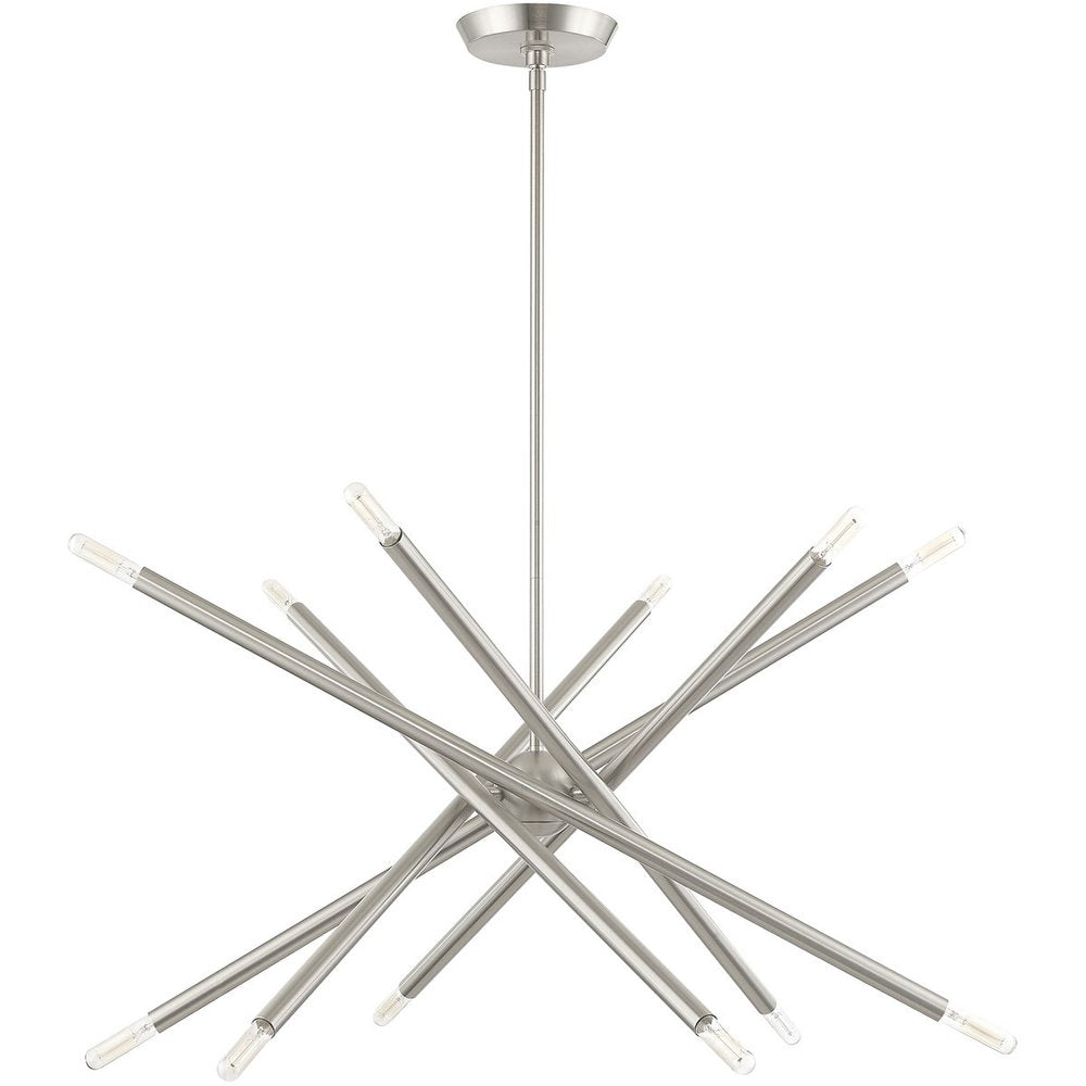 Nickel Six Light Metal Dimmable Chandelier With Shades HomeRoots