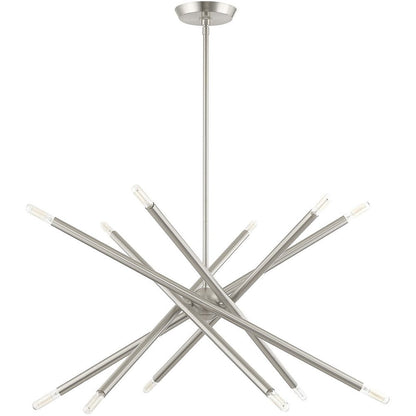 Nickel Six Light Metal Dimmable Chandelier With Shades HomeRoots