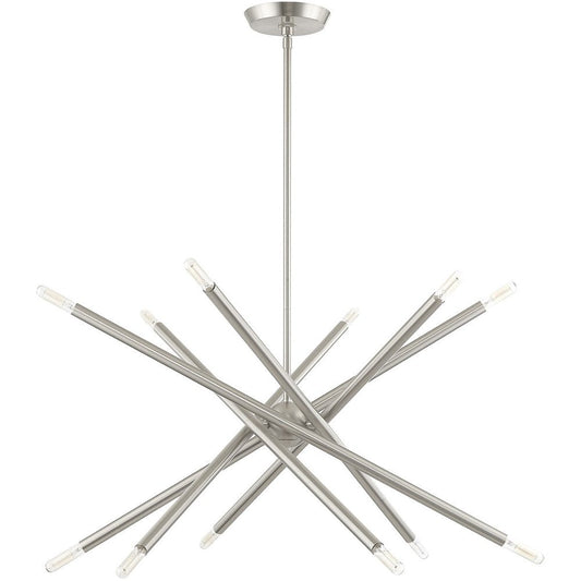 Nickel Six Light Metal Dimmable Chandelier With Shades HomeRoots