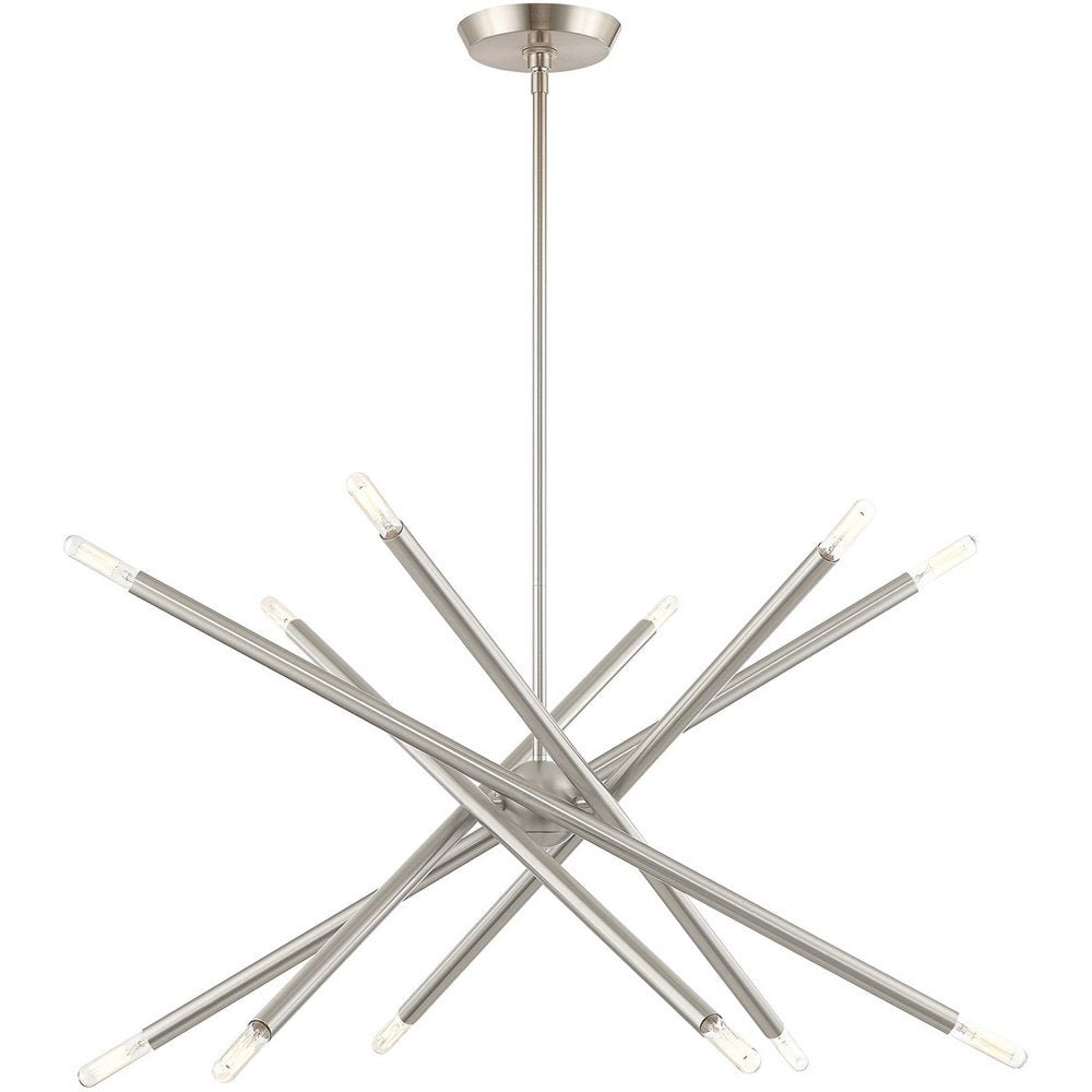 Nickel Six Light Metal Dimmable Chandelier With Shades HomeRoots