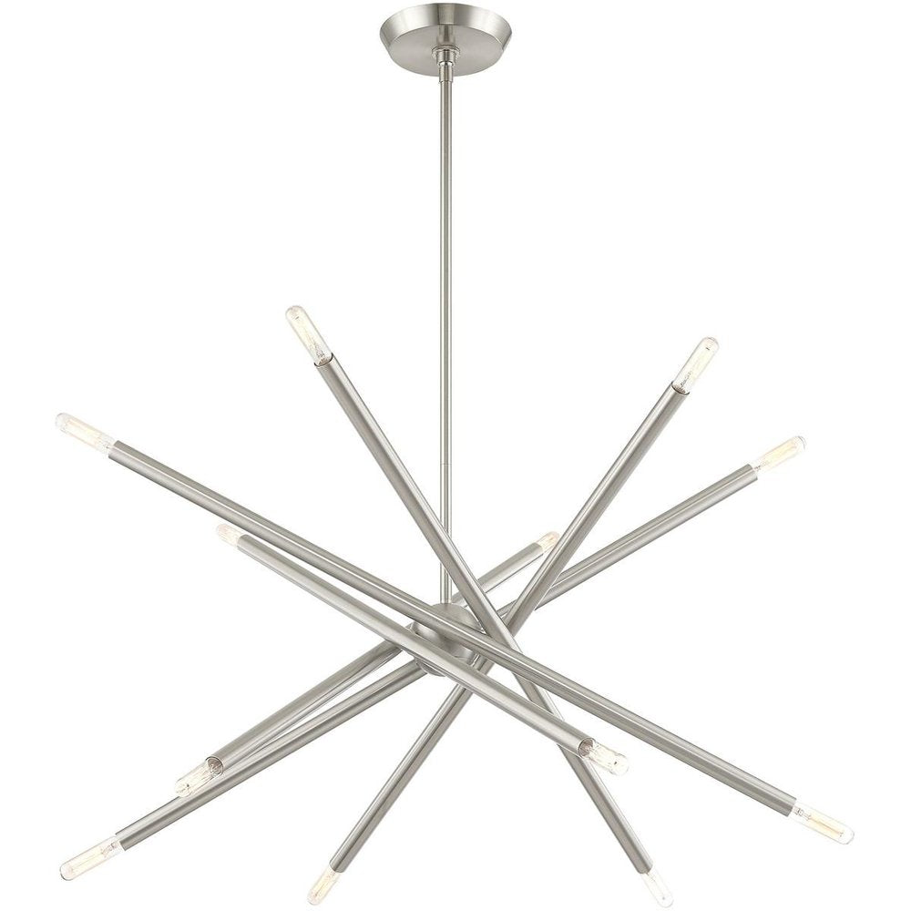 Nickel Six Light Metal Dimmable Chandelier With Shades HomeRoots