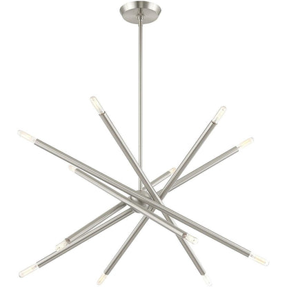 Nickel Six Light Metal Dimmable Chandelier With Shades HomeRoots