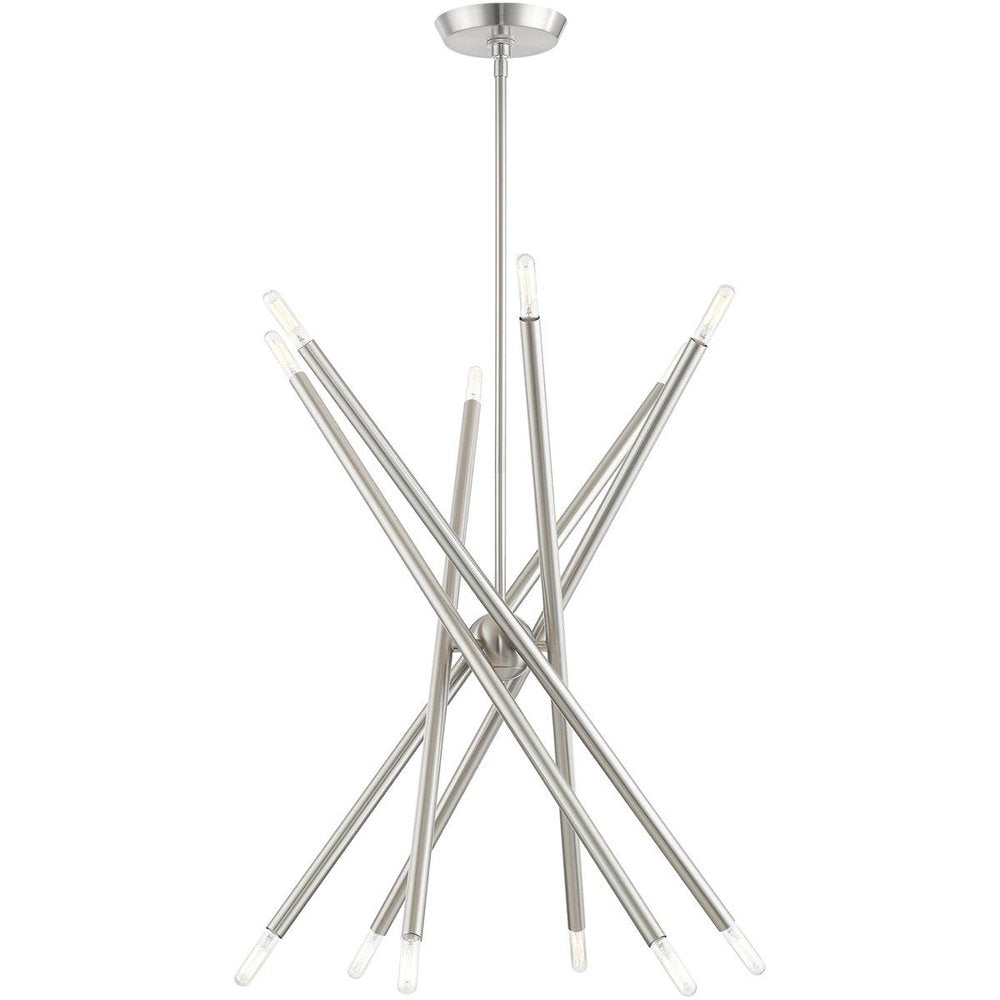 Nickel Six Light Metal Dimmable Chandelier With Shades HomeRoots