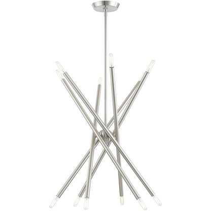Nickel Six Light Metal Dimmable Chandelier With Shades HomeRoots