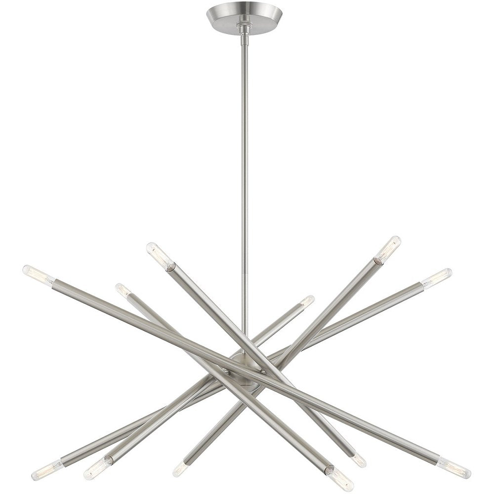 Nickel Six Light Metal Dimmable Chandelier With Shades HomeRoots