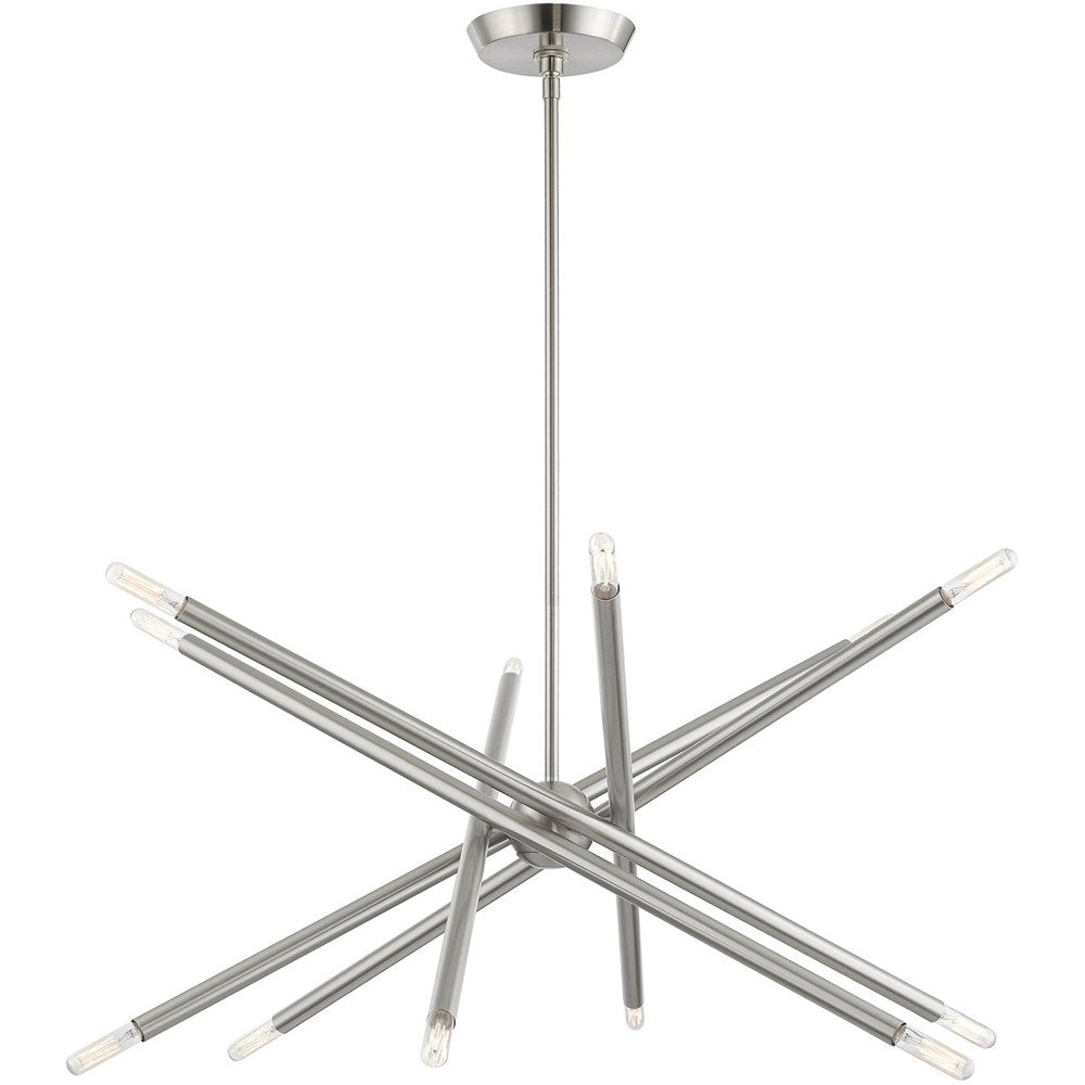 Nickel Six Light Metal Dimmable Chandelier With Shades HomeRoots