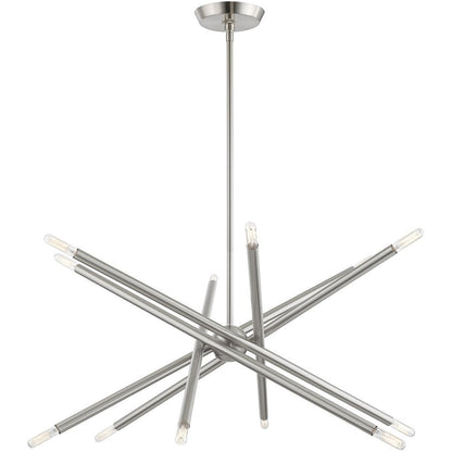 Nickel Six Light Metal Dimmable Chandelier With Shades HomeRoots