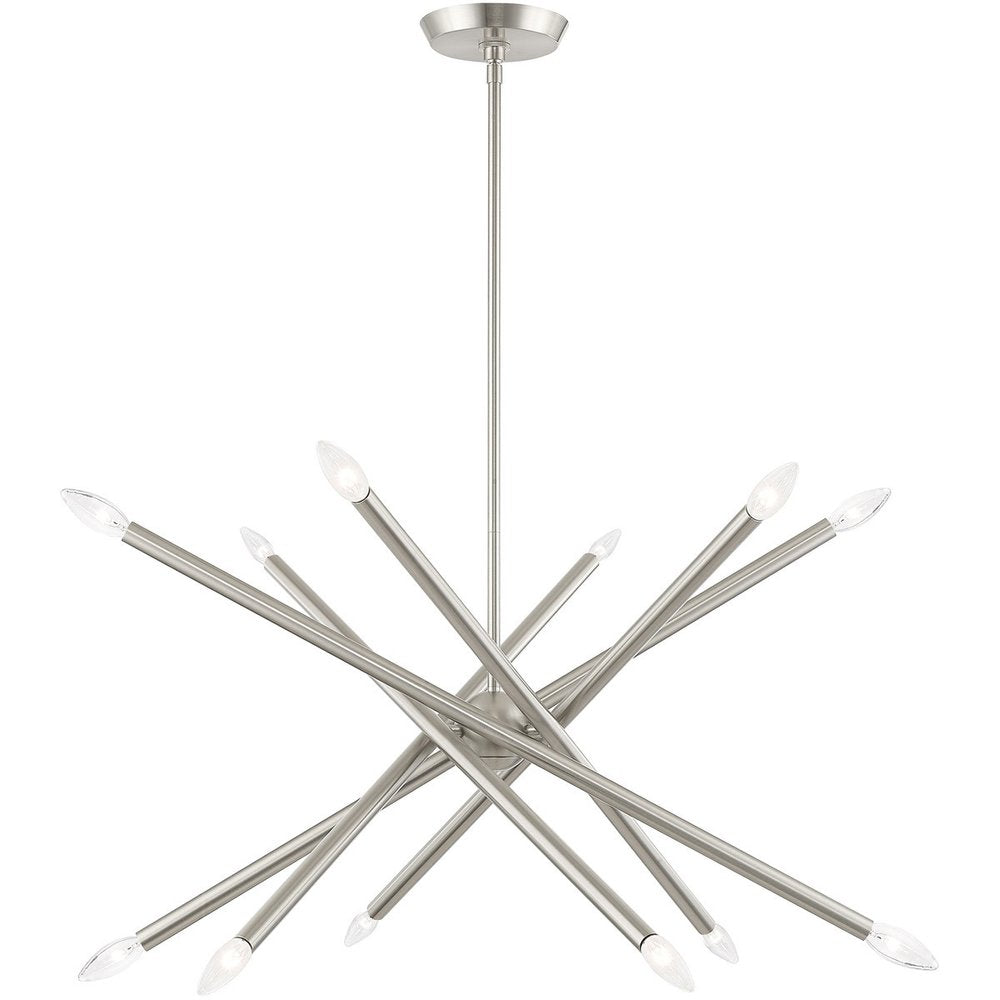 Nickel Six Light Metal Dimmable Chandelier With Shades HomeRoots