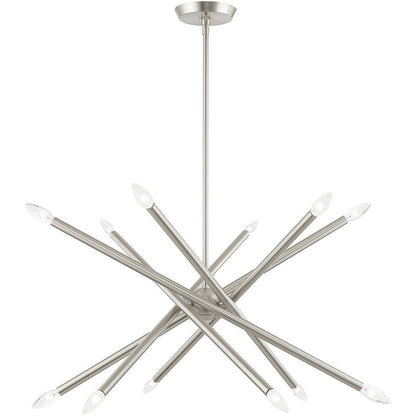 Nickel Six Light Metal Dimmable Chandelier With Shades HomeRoots