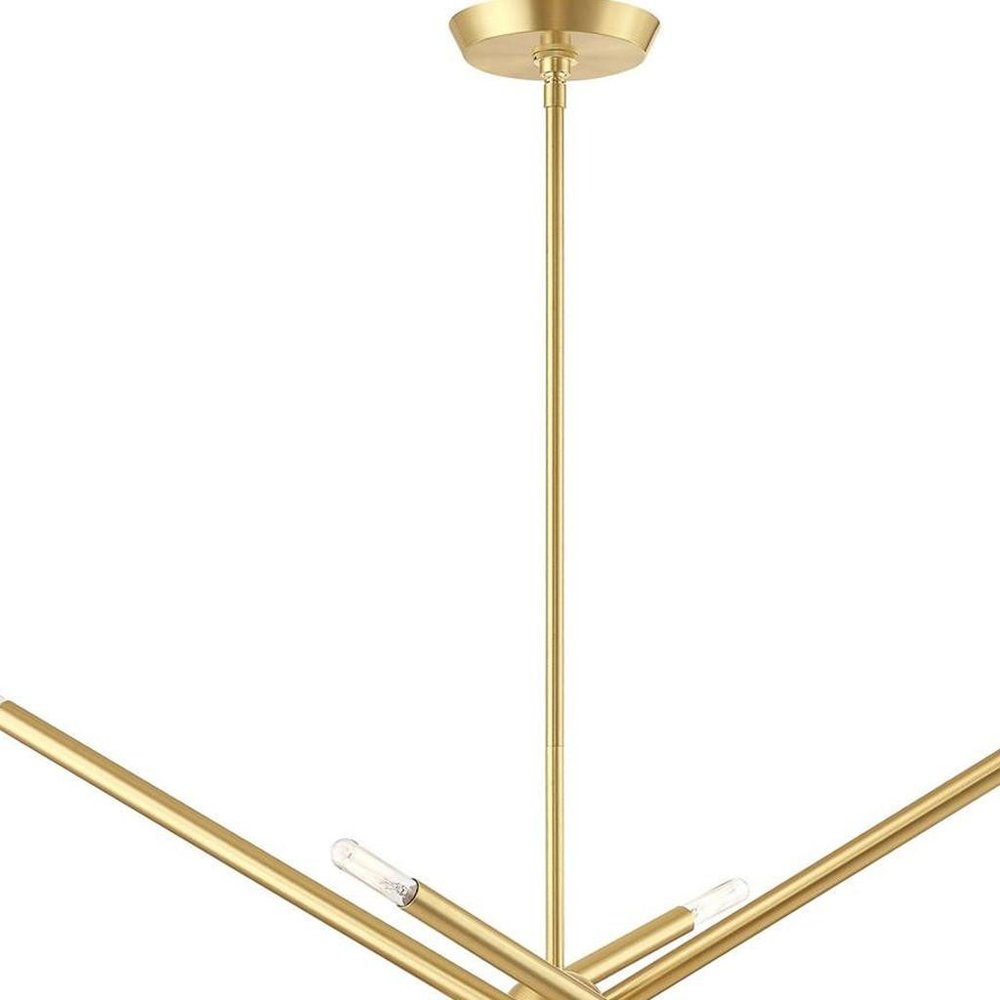 Brass Eight Light Metal Dimmable Chandelier With Shades HomeRoots