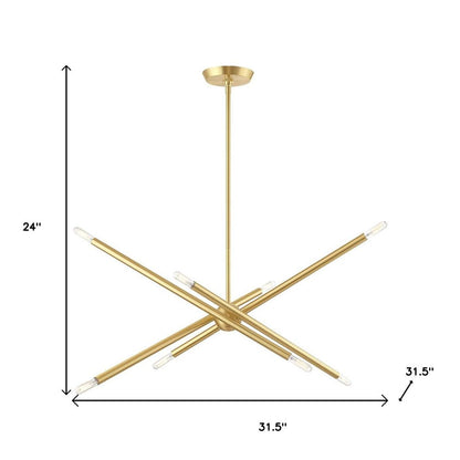 Brass Eight Light Metal Dimmable Chandelier With Shades HomeRoots