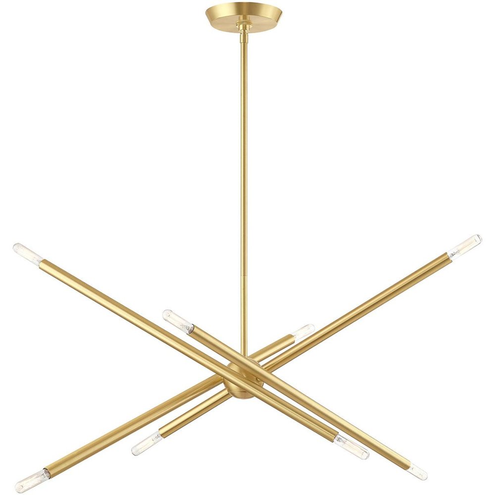 Brass Eight Light Metal Dimmable Chandelier With Shades HomeRoots