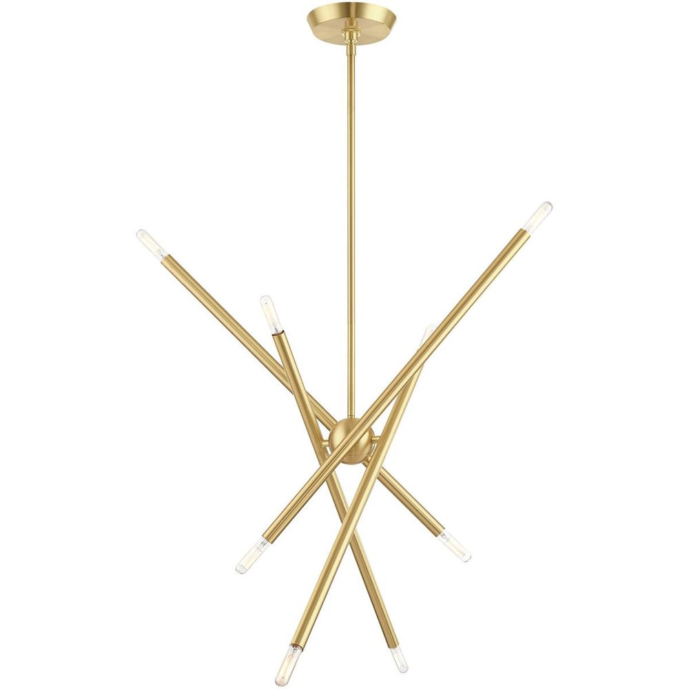 Brass Eight Light Metal Dimmable Chandelier With Shades HomeRoots
