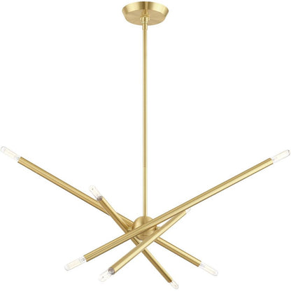 Brass Eight Light Metal Dimmable Chandelier With Shades HomeRoots