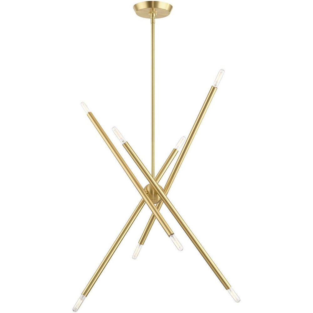 Brass Eight Light Metal Dimmable Chandelier With Shades HomeRoots