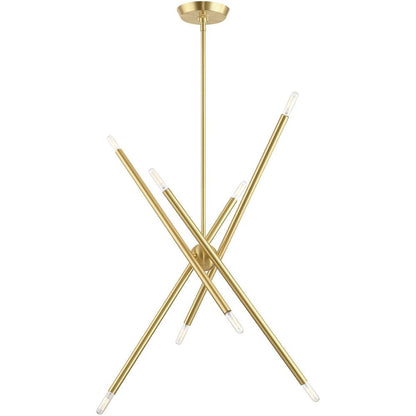 Brass Eight Light Metal Dimmable Chandelier With Shades HomeRoots