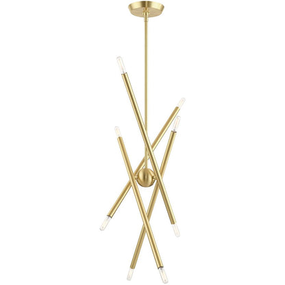 Brass Eight Light Metal Dimmable Chandelier With Shades HomeRoots
