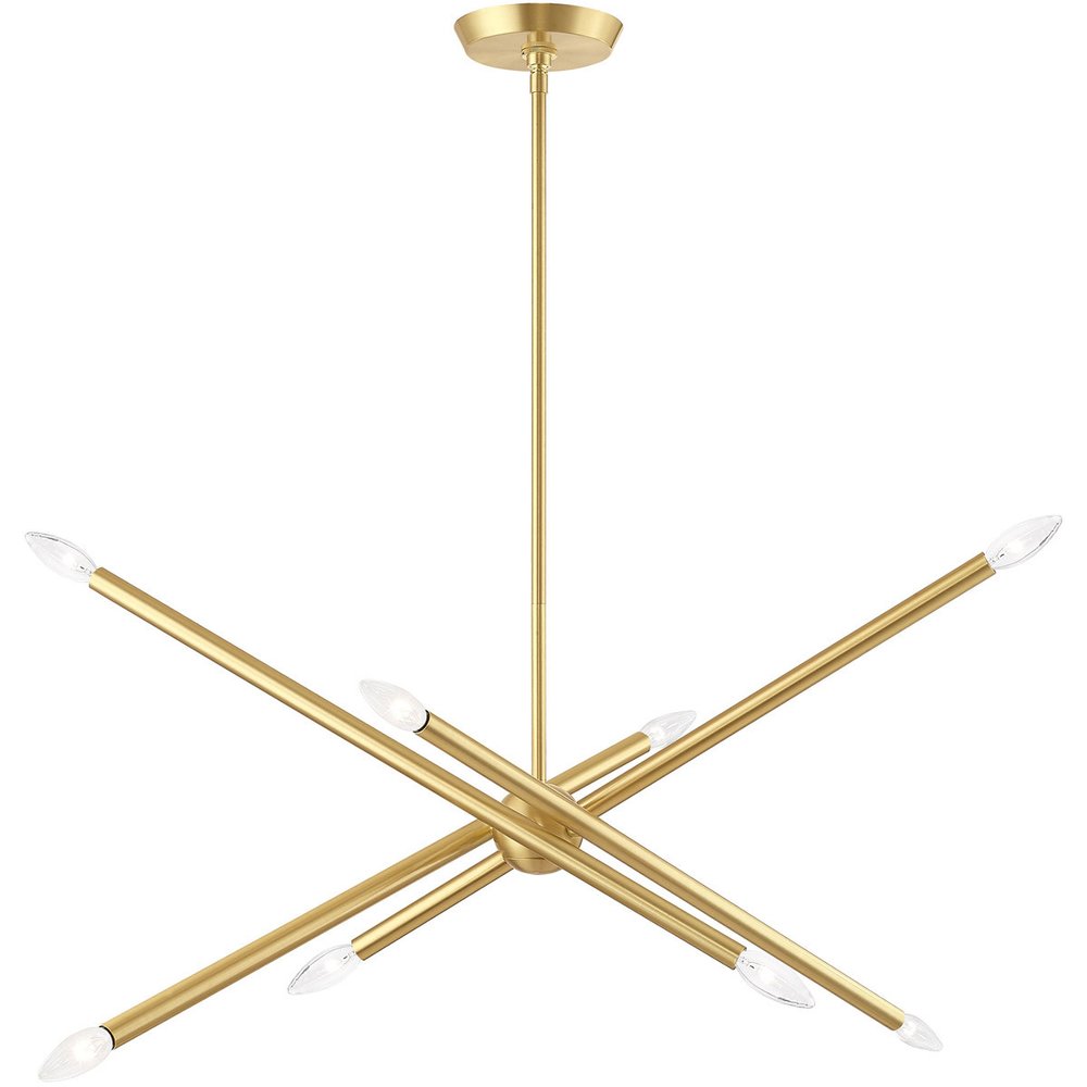 Brass Eight Light Metal Dimmable Chandelier With Shades HomeRoots