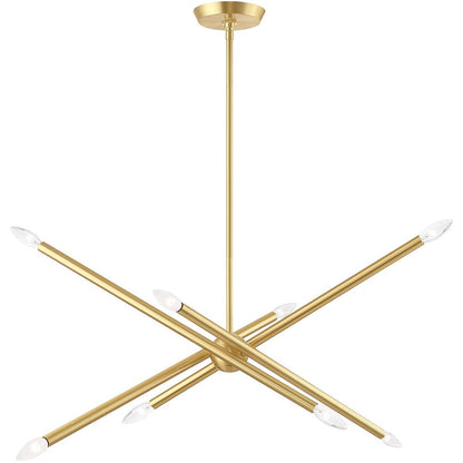 Brass Eight Light Metal Dimmable Chandelier With Shades HomeRoots