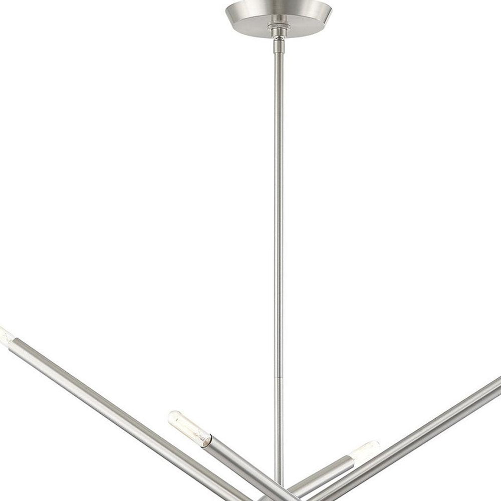 Nickel Eight Light Metal Dimmable Chandelier With Shades HomeRoots