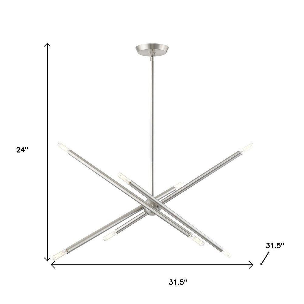 Nickel Eight Light Metal Dimmable Chandelier With Shades HomeRoots