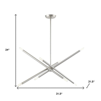 Nickel Eight Light Metal Dimmable Chandelier With Shades HomeRoots