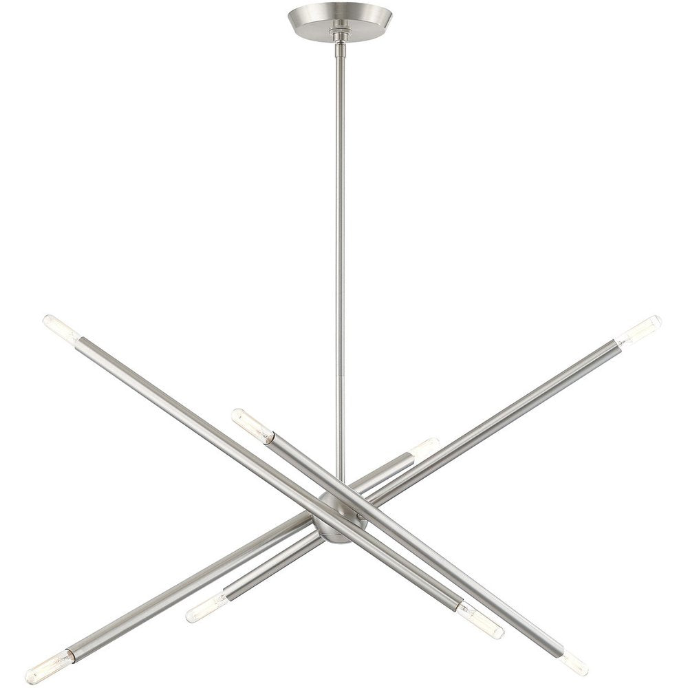 Nickel Eight Light Metal Dimmable Chandelier With Shades HomeRoots