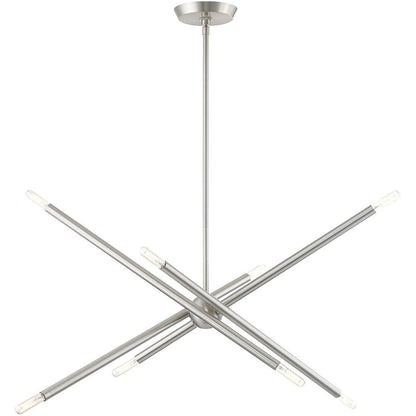 Nickel Eight Light Metal Dimmable Chandelier With Shades HomeRoots