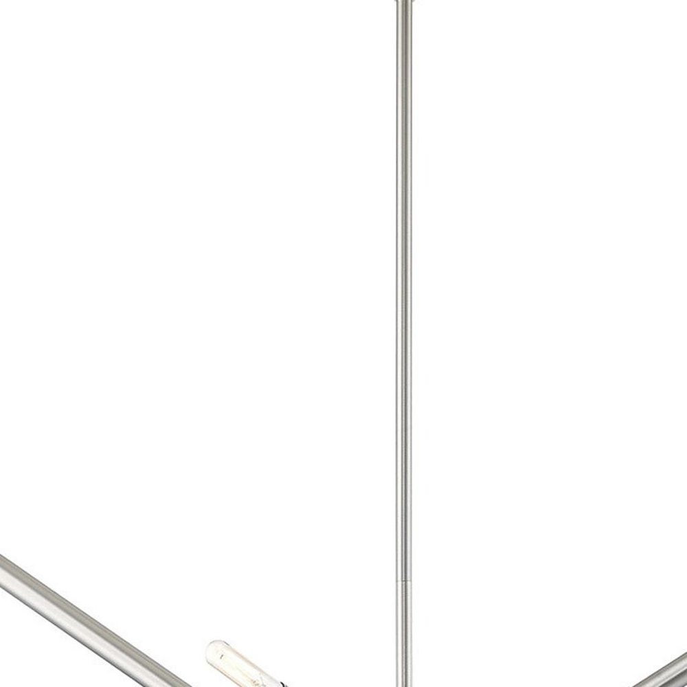 Nickel Eight Light Metal Dimmable Chandelier With Shades HomeRoots