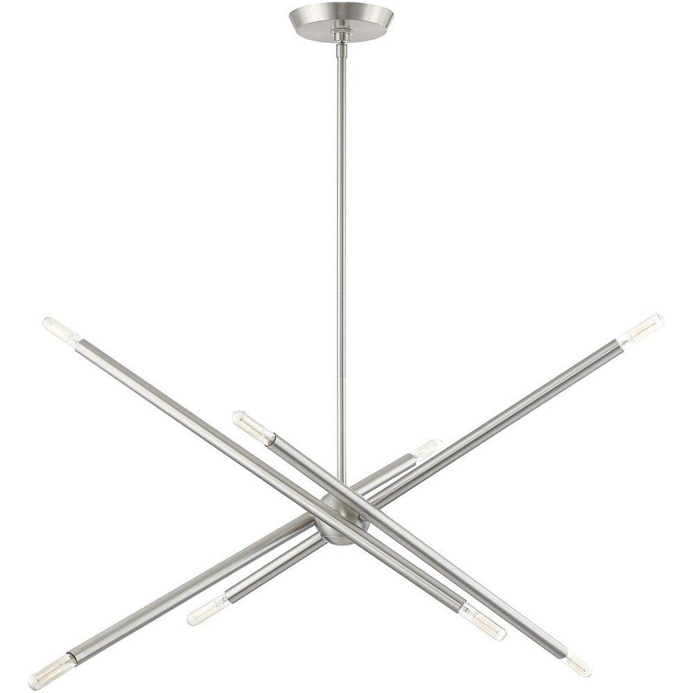 Nickel Eight Light Metal Dimmable Chandelier With Shades HomeRoots