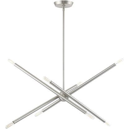 Nickel Eight Light Metal Dimmable Chandelier With Shades HomeRoots