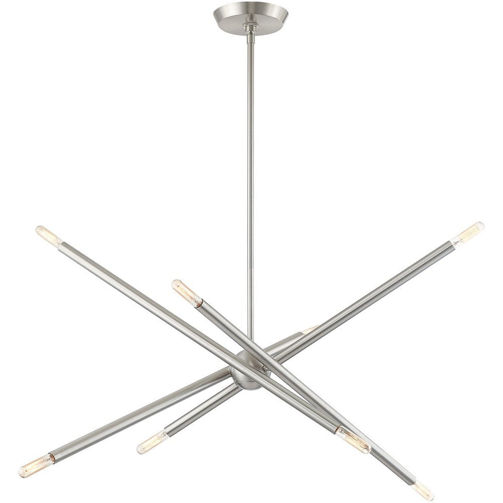 Nickel Eight Light Metal Dimmable Chandelier With Shades HomeRoots