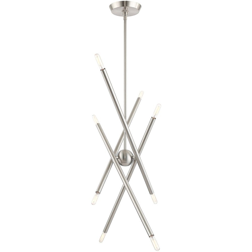 Nickel Eight Light Metal Dimmable Chandelier With Shades HomeRoots