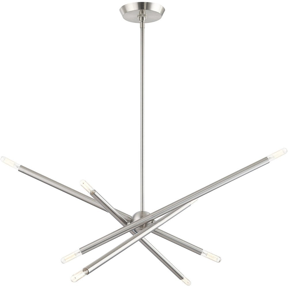 Nickel Eight Light Metal Dimmable Chandelier With Shades HomeRoots